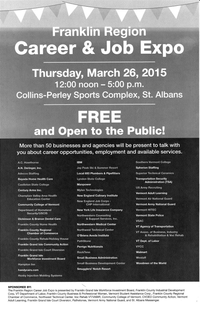 Franklin Region Job Expo The Vermont Association of Business Industry