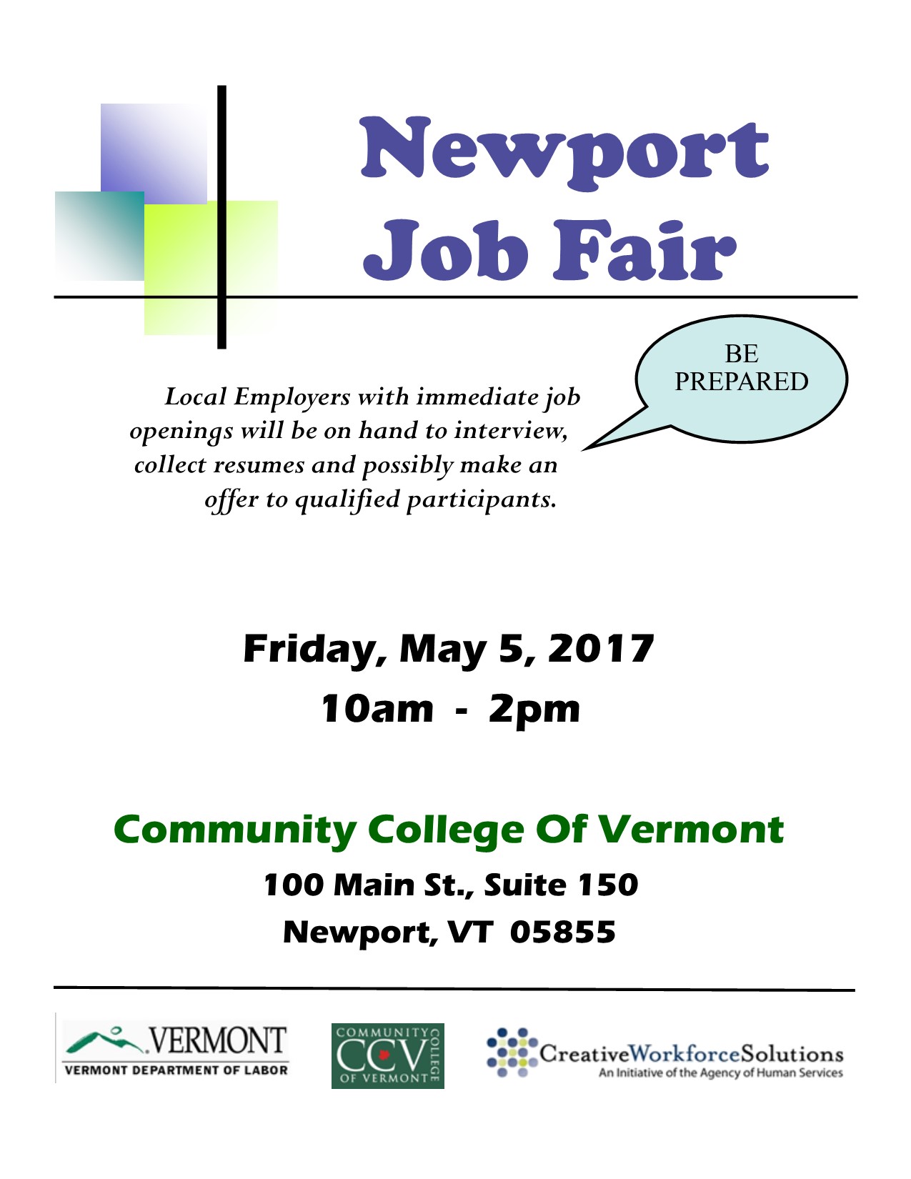 Newport Job Fair The Vermont Association of Business Industry and Rehabilitation